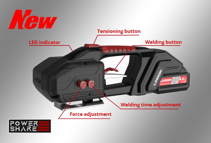 LN 1008 Digital Banding Tool,Cordless Pallet Baler,Portable Device,Adjustable Tension Machine,Handheld Electric Strapping Plastic Packaging