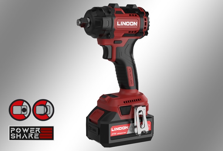 LN BW55 Cordless Power Impact Wrench Brushless 1/2 Impact Gun Max Torque 450 Ft-lbs (600N.m)