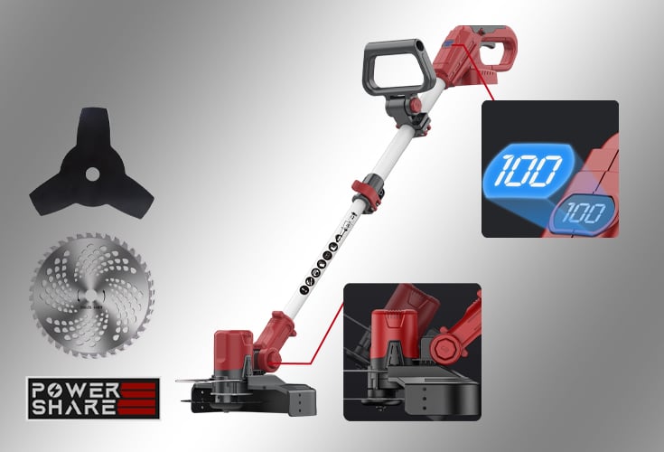 LN T30 Cordless Electric Weed Wacker, 800W Brushless Weed Eater with Wheels